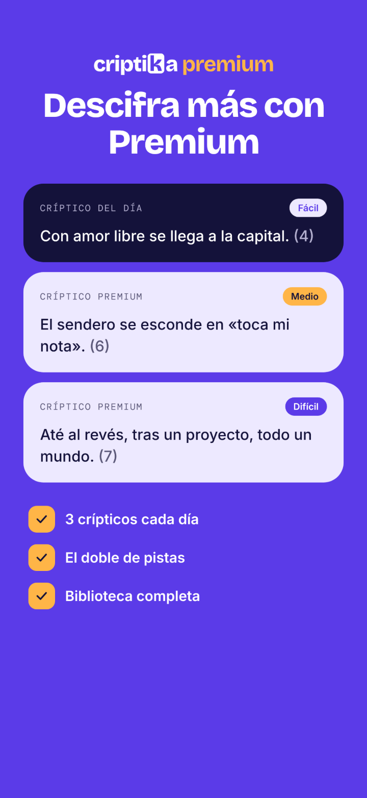 Criptika Premium: tres crípticos cada día, el doble de pistas y biblioteca completa